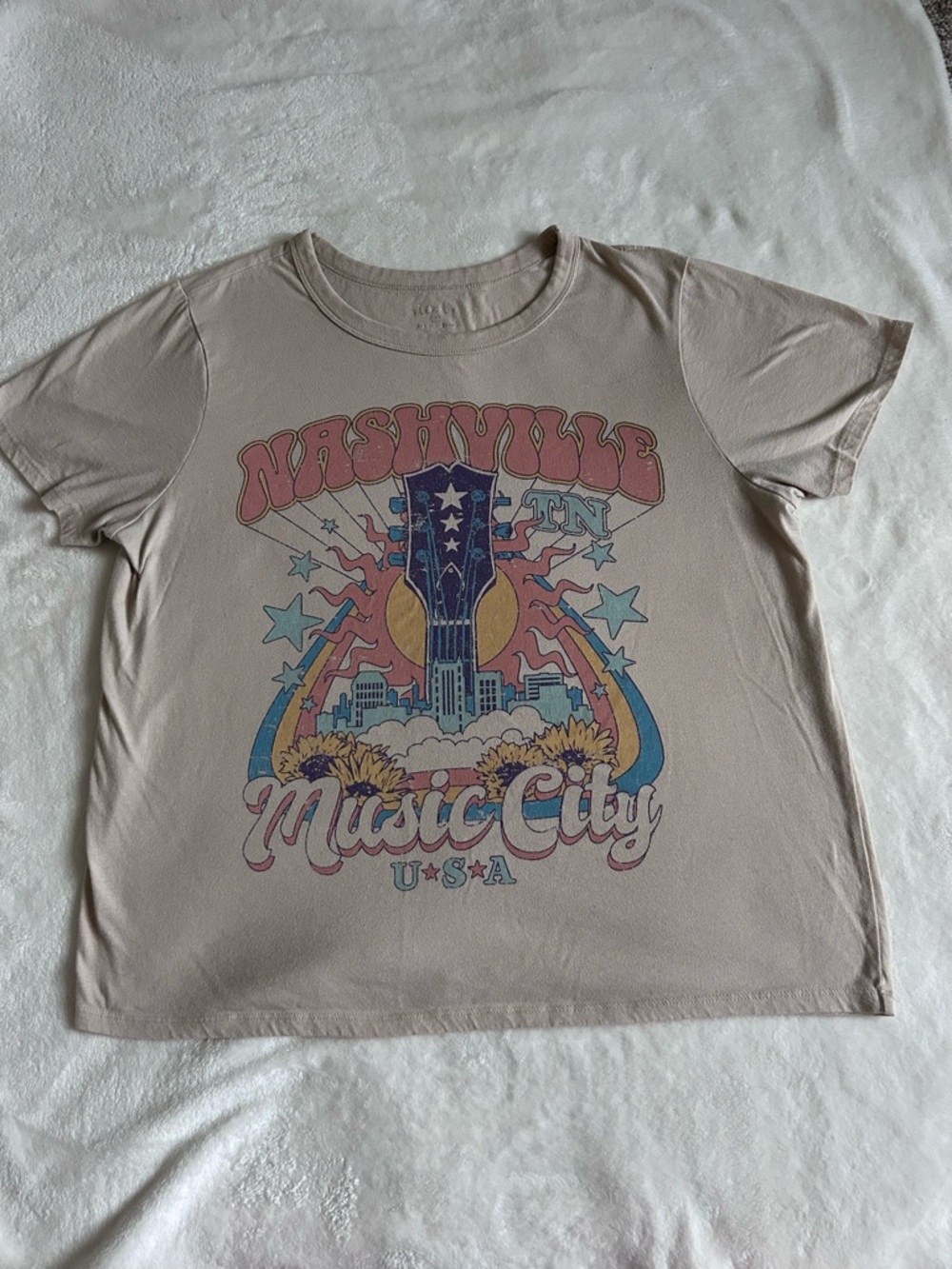 Nashville Music City USA Tan Graphic Tee Short Sleeve XXL